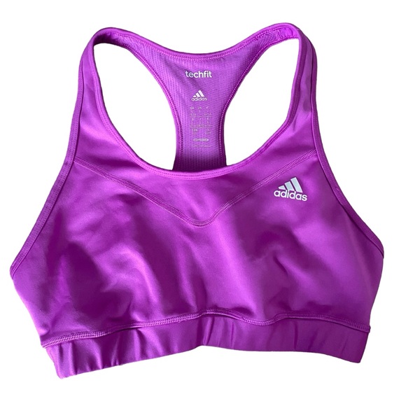 ADIDAS WOMENS CLIMALITE PURPLE SPORTS BRA - Picture 2 of 6